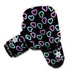 Pink And Blue Lights Heart Pattern Print Boxing Gloves