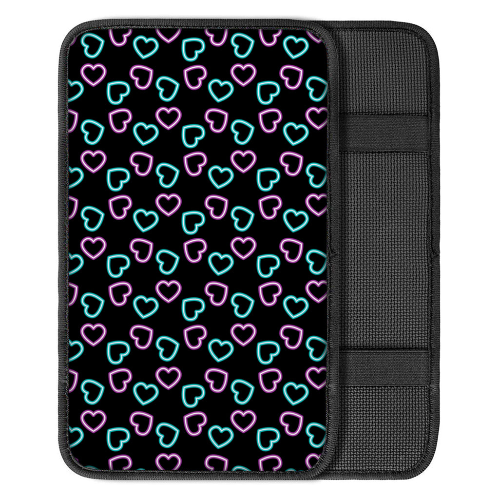 Pink And Blue Lights Heart Pattern Print Car Center Console Cover