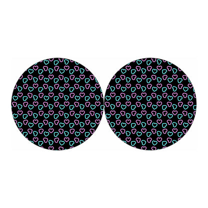 Pink And Blue Lights Heart Pattern Print Car Coasters