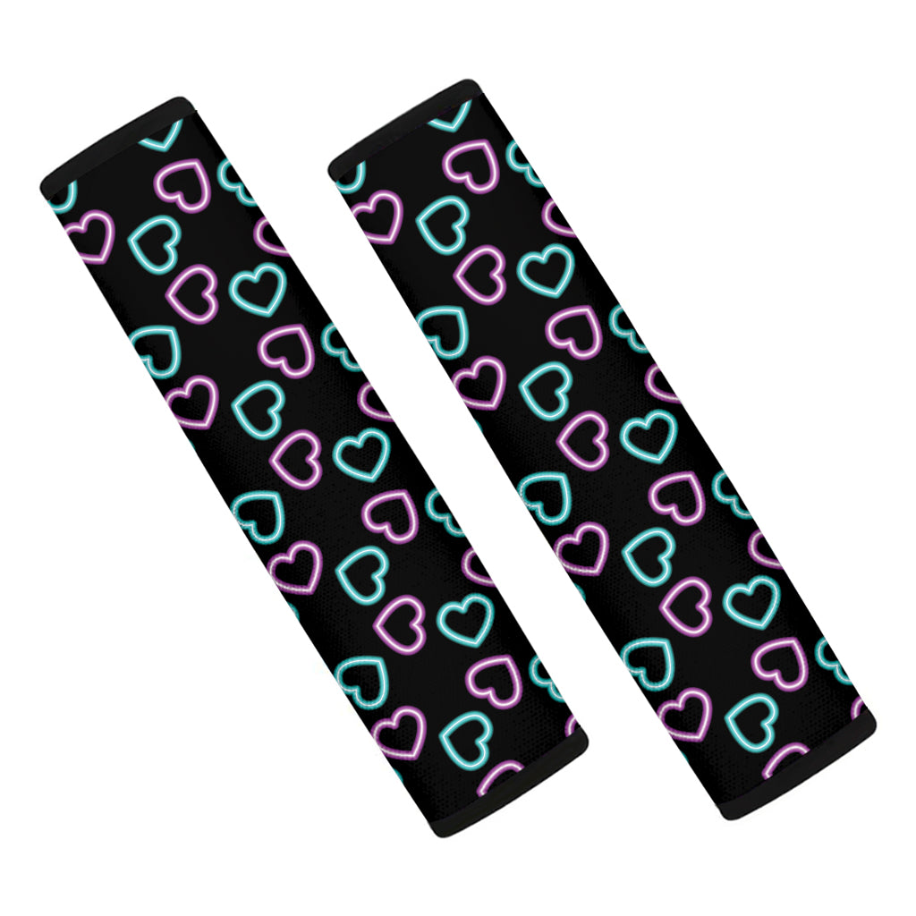 Pink And Blue Lights Heart Pattern Print Car Seat Belt Covers