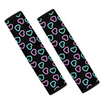 Pink And Blue Lights Heart Pattern Print Car Seat Belt Covers
