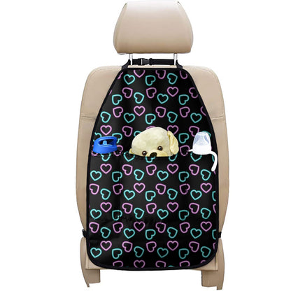 Pink And Blue Lights Heart Pattern Print Car Seat Organizers