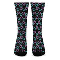 Pink And Blue Lights Heart Pattern Print Crew Socks