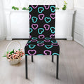 Pink And Blue Lights Heart Pattern Print Dining Chair Slipcover