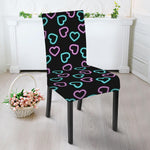 Pink And Blue Lights Heart Pattern Print Dining Chair Slipcover