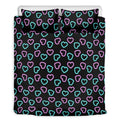 Pink And Blue Lights Heart Pattern Print Duvet Cover Bedding Set