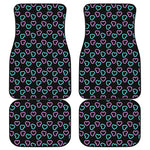 Pink And Blue Lights Heart Pattern Print Front and Back Car Floor Mats