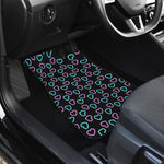 Pink And Blue Lights Heart Pattern Print Front and Back Car Floor Mats