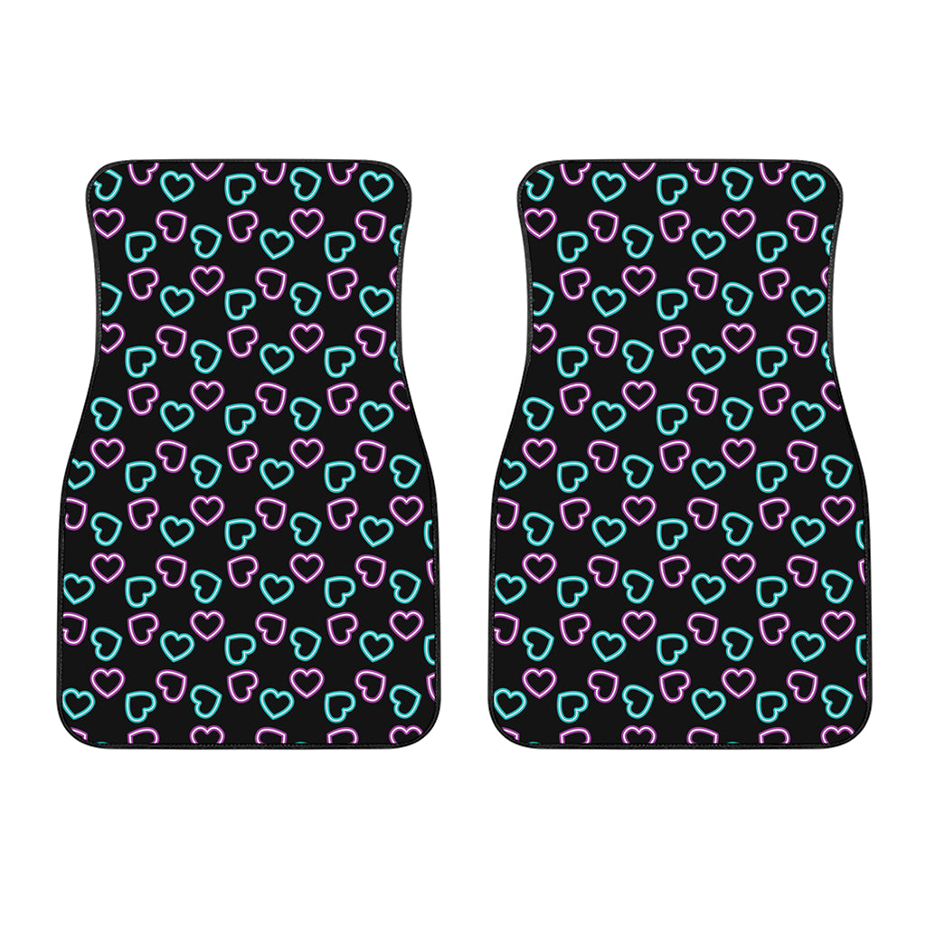 Pink And Blue Lights Heart Pattern Print Front Car Floor Mats