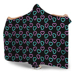 Pink And Blue Lights Heart Pattern Print Hooded Blanket