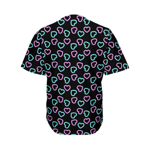 Pink And Blue Lights Heart Pattern Print Men's Baseball Jersey