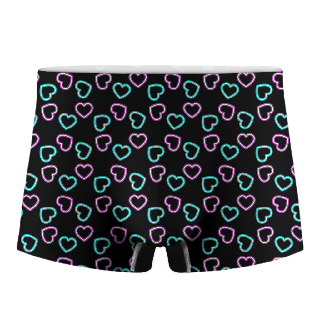 Pink And Blue Lights Heart Pattern Print Men's Boxer Briefs