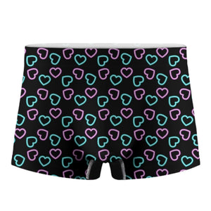 Pink And Blue Lights Heart Pattern Print Men's Boxer Briefs