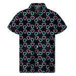 Pink And Blue Lights Heart Pattern Print Men's Short Sleeve Shirt