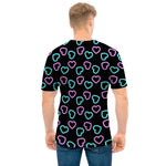 Pink And Blue Lights Heart Pattern Print Men's T-Shirt