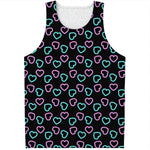 Pink And Blue Lights Heart Pattern Print Men's Tank Top