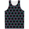 Pink And Blue Lights Heart Pattern Print Men's Tank Top