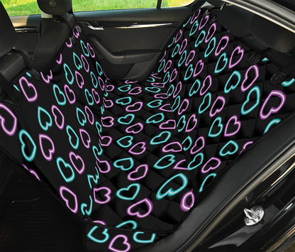 Pink And Blue Lights Heart Pattern Print Pet Car Back Seat Cover