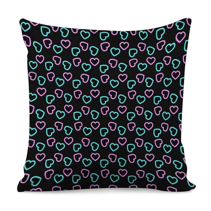 Pink And Blue Lights Heart Pattern Print Pillow Cover