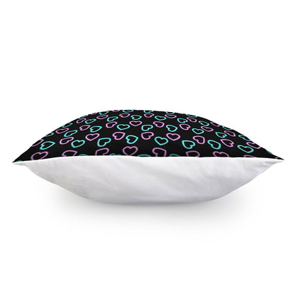 Pink And Blue Lights Heart Pattern Print Pillow Cover