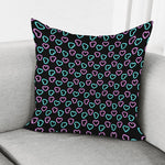 Pink And Blue Lights Heart Pattern Print Pillow Cover
