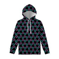 Pink And Blue Lights Heart Pattern Print Pullover Hoodie
