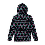 Pink And Blue Lights Heart Pattern Print Pullover Hoodie