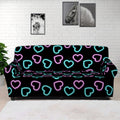 Pink And Blue Lights Heart Pattern Print Sofa Cover