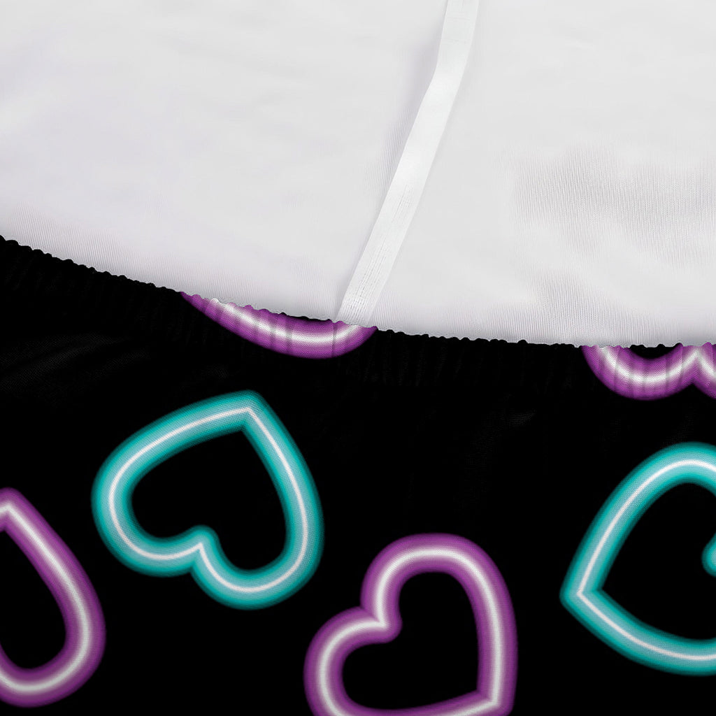 Pink And Blue Lights Heart Pattern Print Sofa Cover
