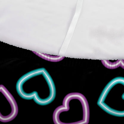 Pink And Blue Lights Heart Pattern Print Sofa Cover