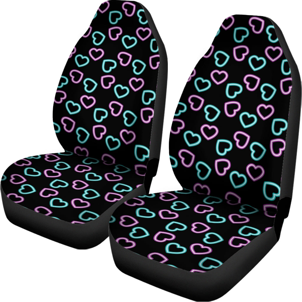 Pink And Blue Lights Heart Pattern Print Universal Fit Car Seat Covers