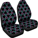 Pink And Blue Lights Heart Pattern Print Universal Fit Car Seat Covers