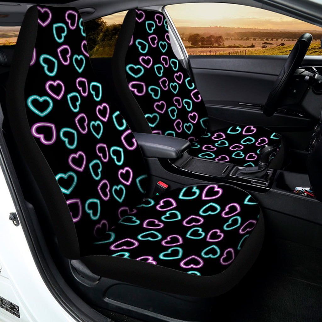 Pink And Blue Lights Heart Pattern Print Universal Fit Car Seat Covers
