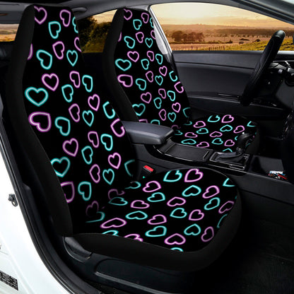 Pink And Blue Lights Heart Pattern Print Universal Fit Car Seat Covers