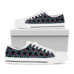Pink And Blue Lights Heart Pattern Print White Low Top Shoes