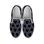 Pink And Blue Lights Heart Pattern Print White Slip On Shoes