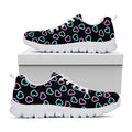 Pink And Blue Lights Heart Pattern Print White Running Shoes