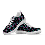 Pink And Blue Lights Heart Pattern Print White Sneakers