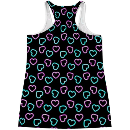 Pink And Blue Lights Heart Pattern Print Women's Racerback Tank Top