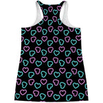 Pink And Blue Lights Heart Pattern Print Women's Racerback Tank Top