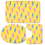 Pink And Blue Shark Pattern Print 3 Piece Bath Mat Set