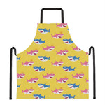 Pink And Blue Shark Pattern Print Apron