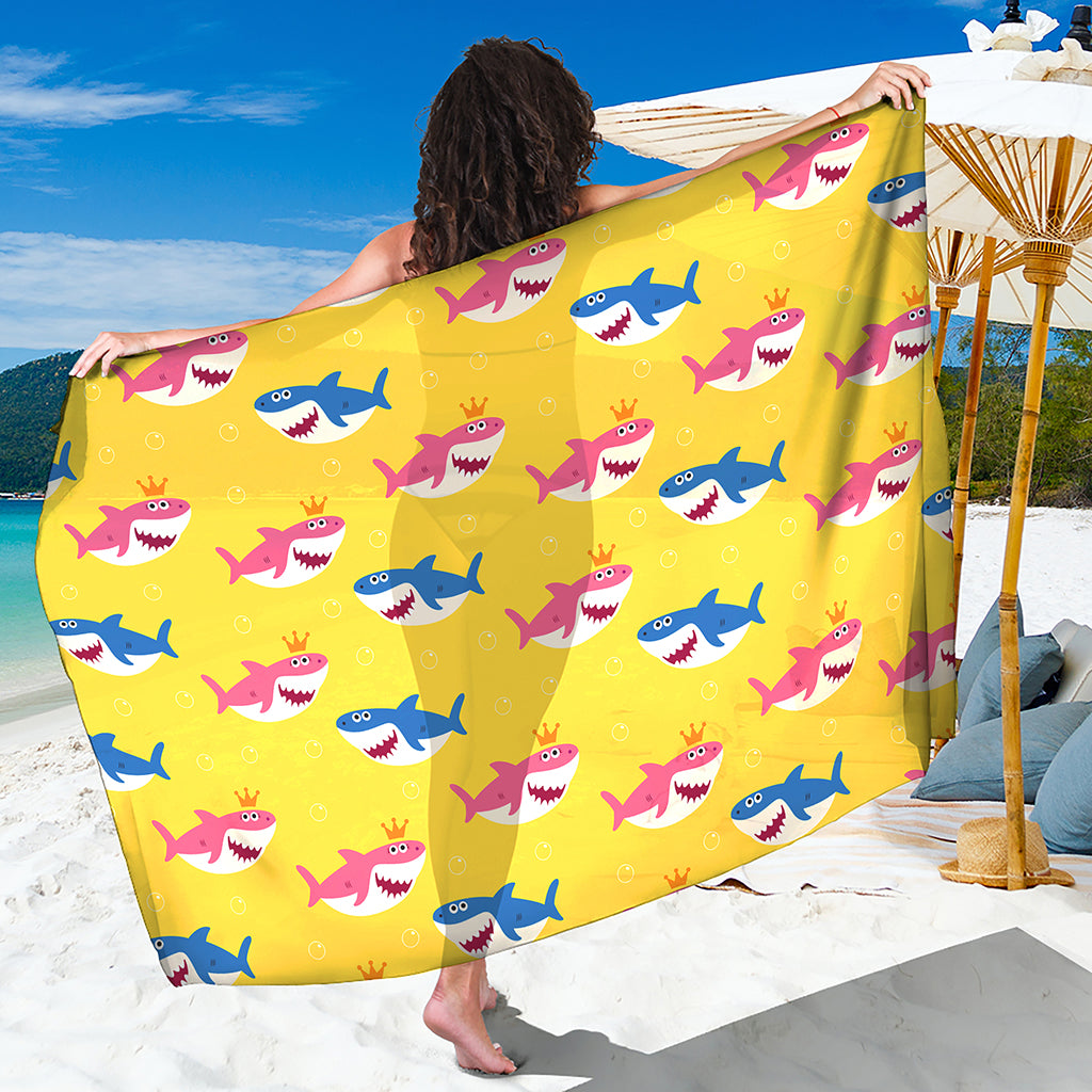 Pink And Blue Shark Pattern Print Beach Sarong Wrap