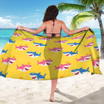 Pink And Blue Shark Pattern Print Beach Sarong Wrap