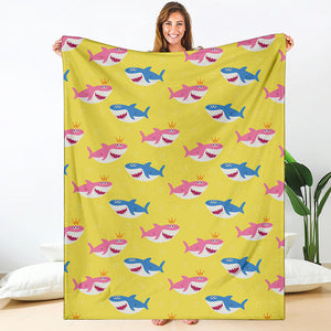 Pink And Blue Shark Pattern Print Blanket