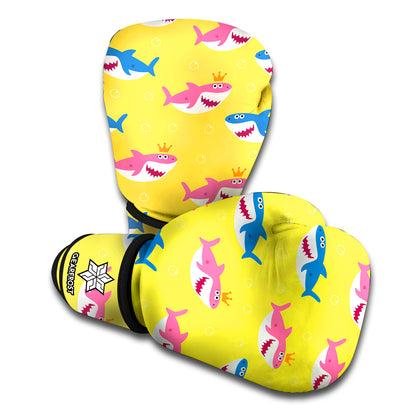 Pink And Blue Shark Pattern Print Boxing Gloves