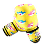 Pink And Blue Shark Pattern Print Boxing Gloves