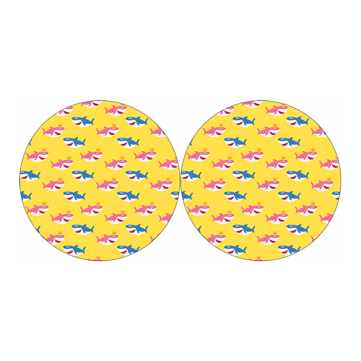 Pink And Blue Shark Pattern Print Car Coasters