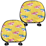 Pink And Blue Shark Pattern Print Car Headrest Covers