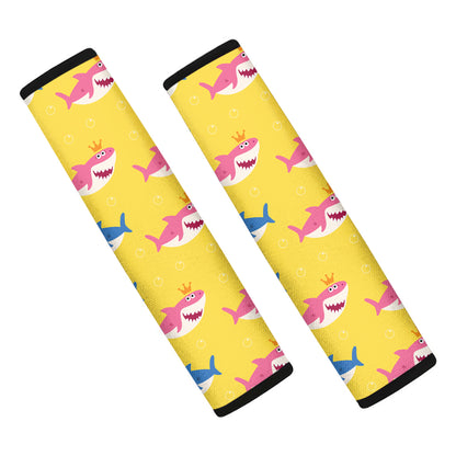 Pink And Blue Shark Pattern Print Car Seat Belt Covers